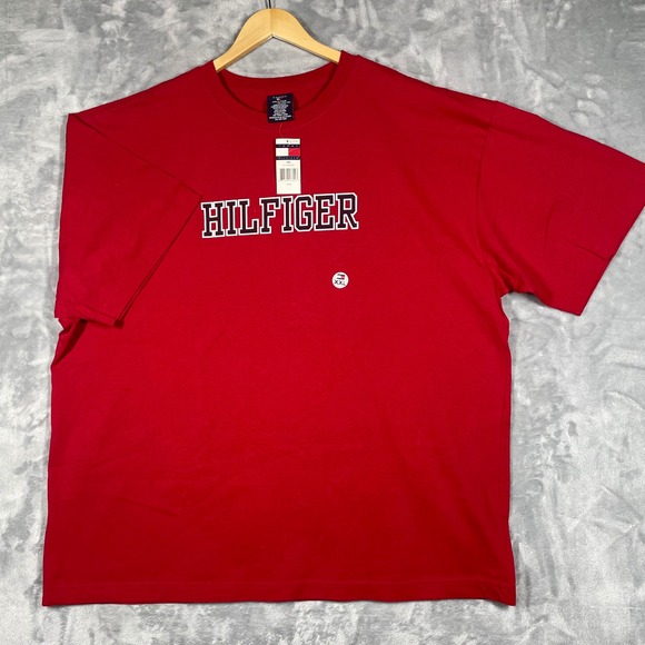 Vintage Tommy Hilfiger Red Graphic T Shirt Mens XXL Big Tall NEW - Picture 2 of 8